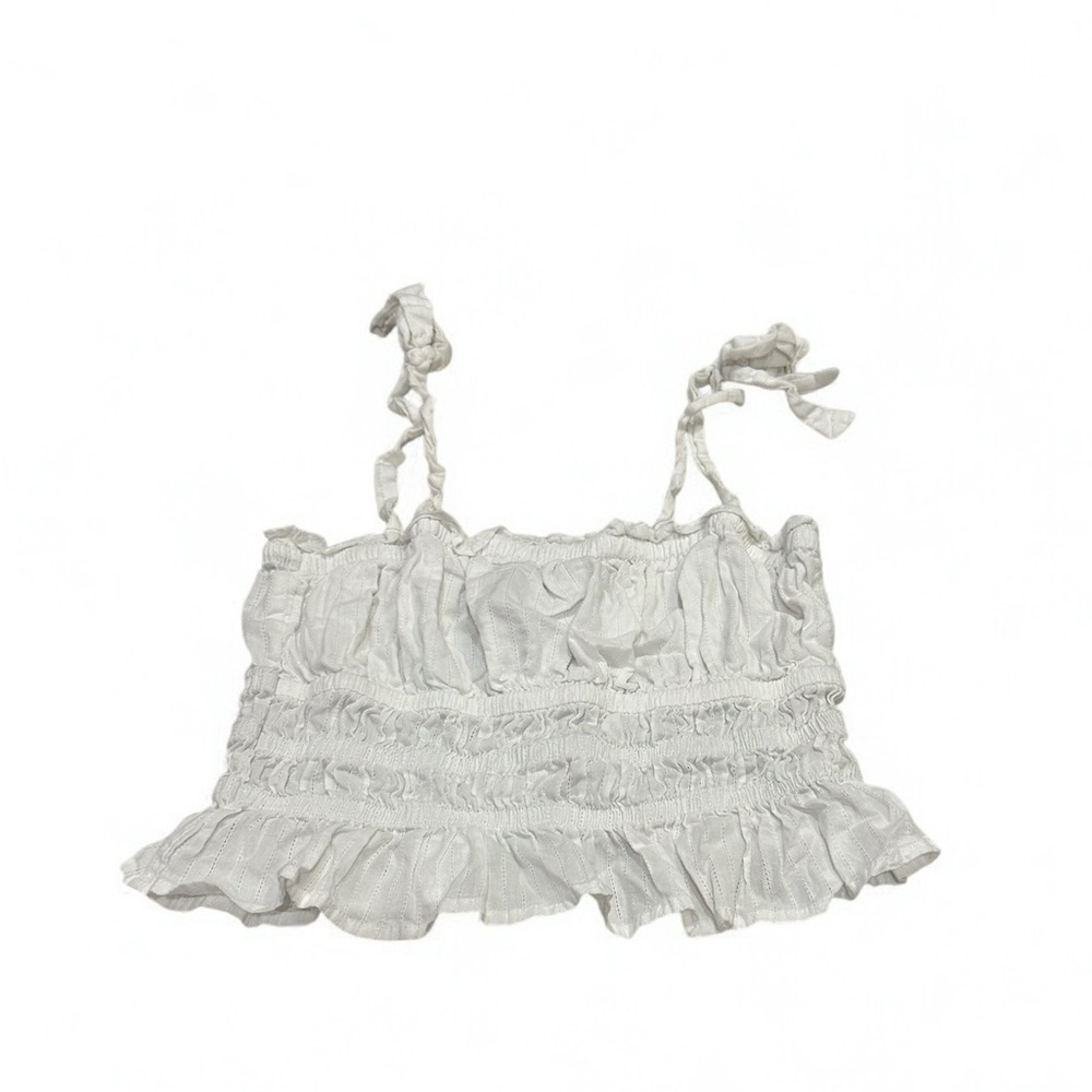 Forever 21 Women’s Eyelet Crop Top White Cotton Size Small - Picture 2 of 7